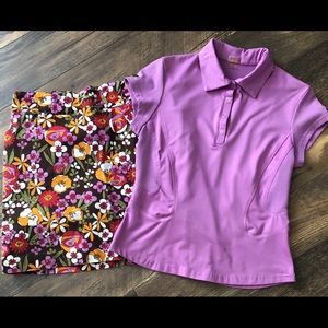 Bette and Court multi color skort & magenta top.